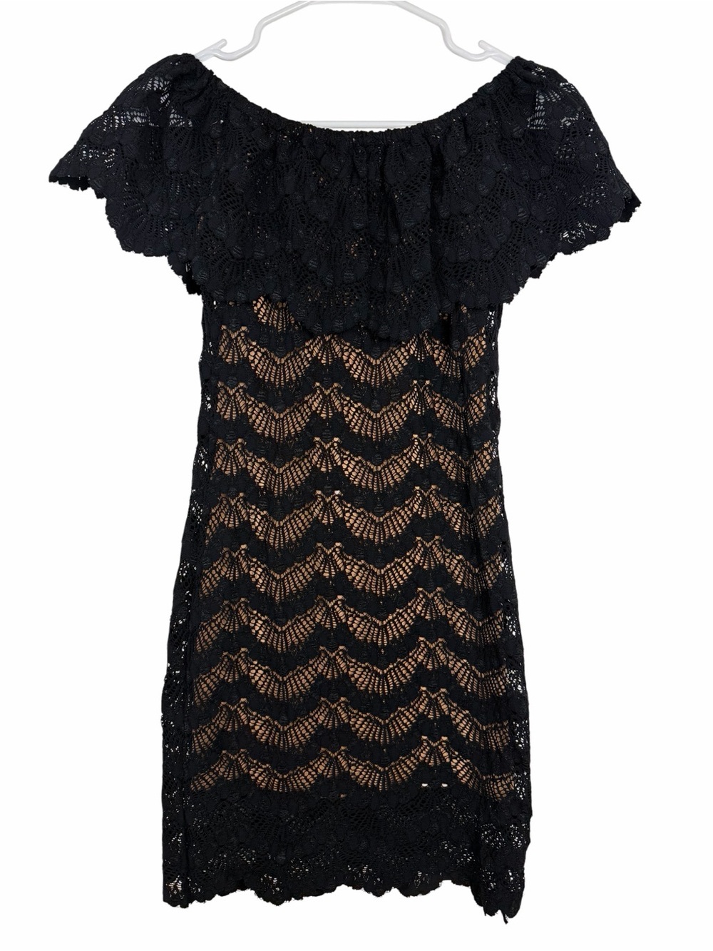 Nightcap Black Lace Dress with Nude Lining - Picture 2 of 9